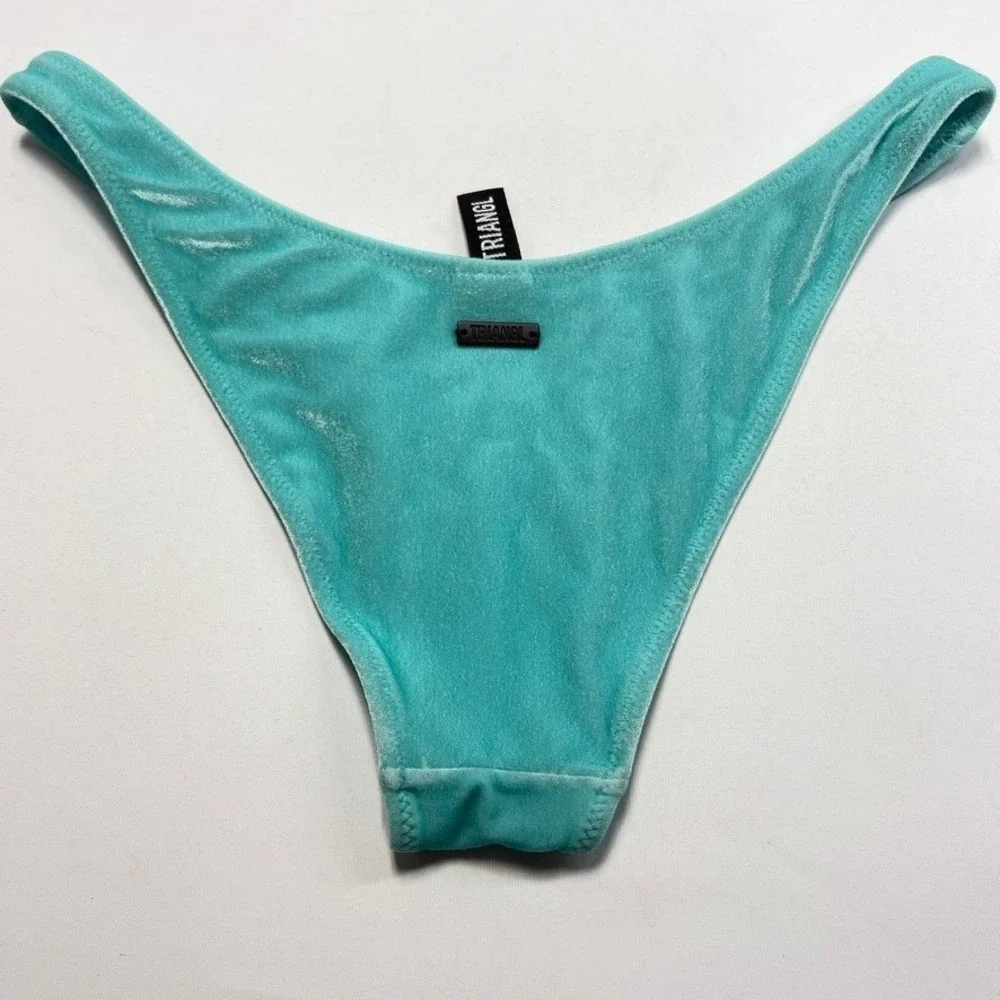 Triangl Velvet Bikini Bottoms XS Aqua Teal Swim Bottoms Top